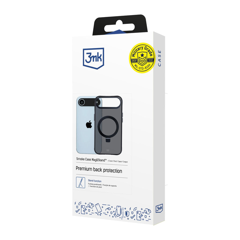 3mk Smoke Case Mag&Stand MagSafe dėklas iPhone Air – juodas
