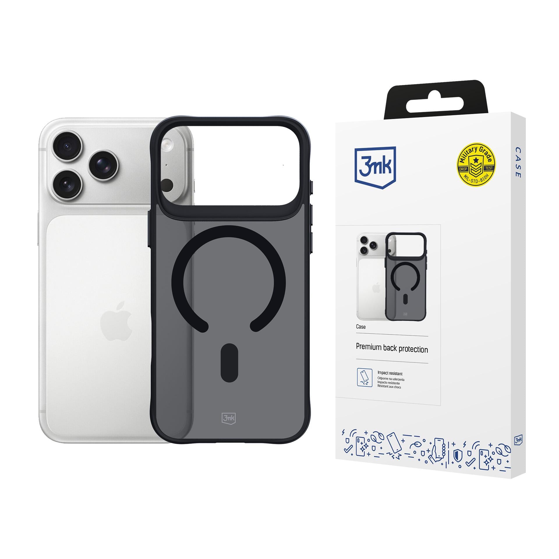 3mk Smoke MagCase, skirtas iPhone 17 Pro – juodas pusiau permatomas