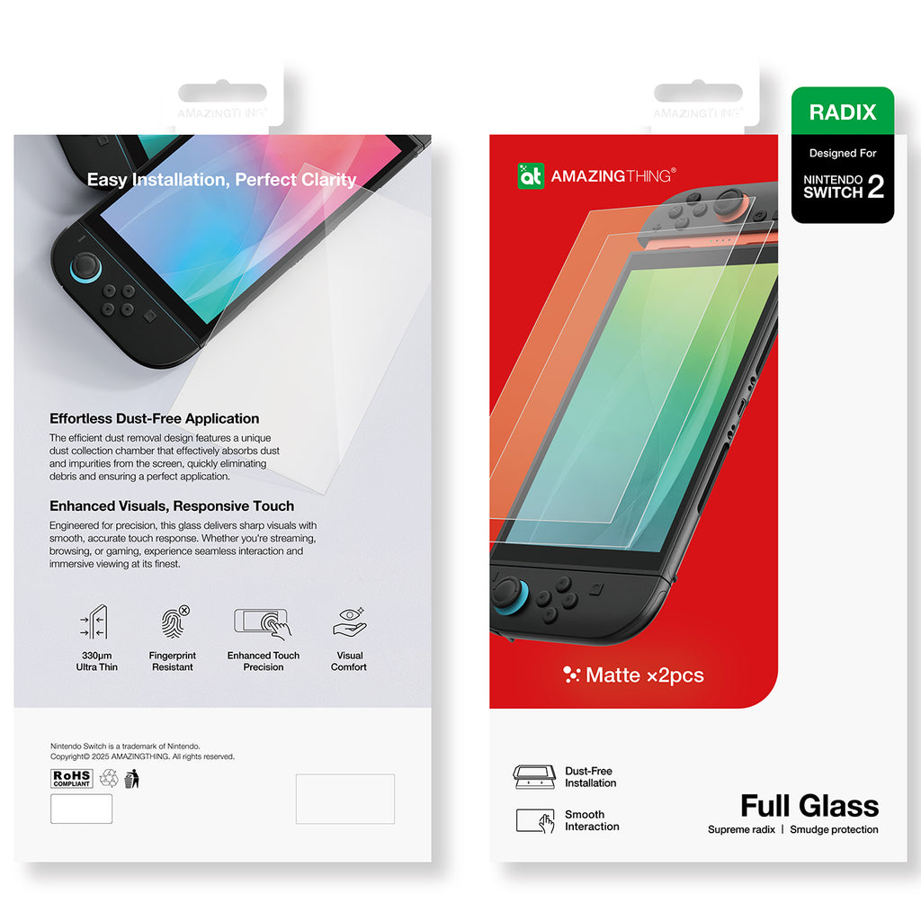 AmazingThing Radix matinis stiklas skirtas Nintendo Switch 2 (2 vnt.) -- Cell phone tempered glass