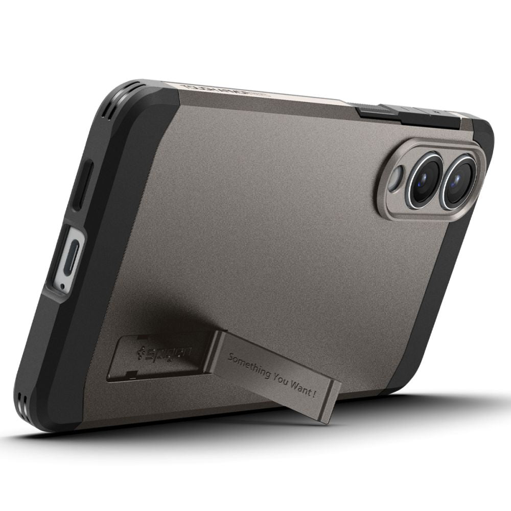 Spigen Tough Armor MagSafe dėklas Samsung S25 Edge – pilkas/juodas