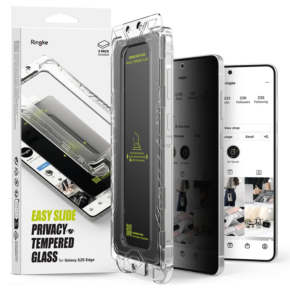 Ringke Easy Slide privatumo stiklas Galaxy S25 Edge (2 vnt.) -- Samsung Galaxy S25 Edge