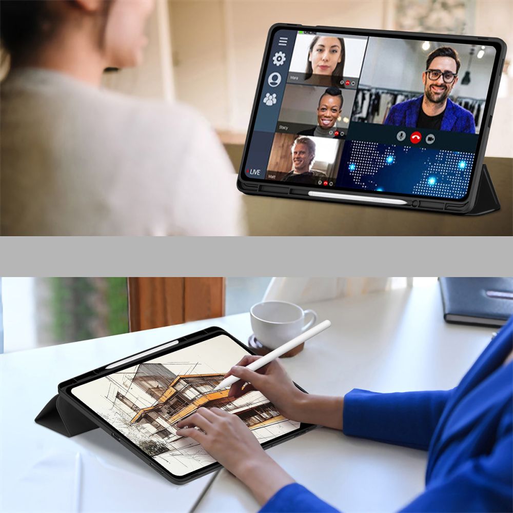 TechProtect SmartCase Pen dėklas Samsung Galaxy Tab S10 FE+ – juodas -- Samsung Galaxy Tab S10 FE+