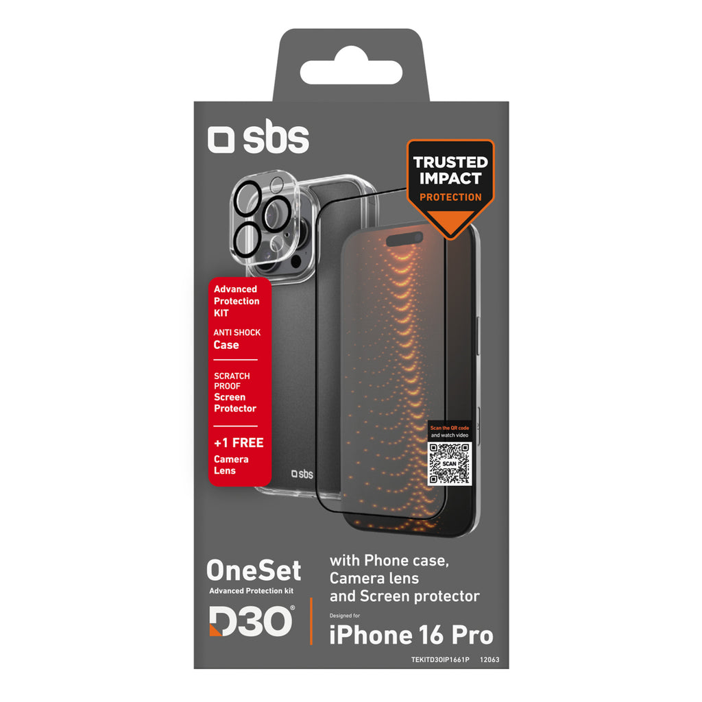 SBS D3O rinkinys iPhone 16 Pro – skaidrus -- iPhone 16 Pro