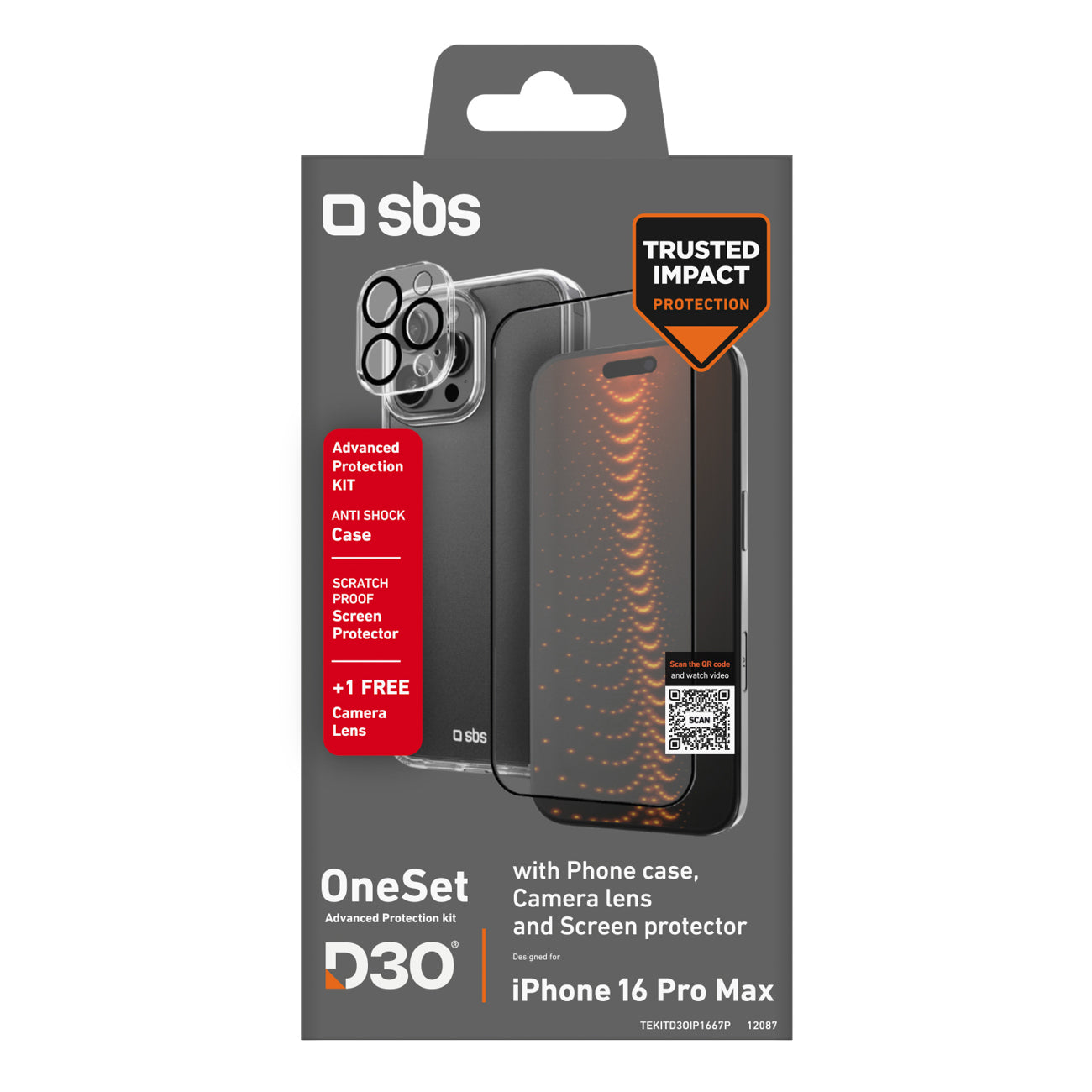 SBS D3O apsaugos rinkinys iPhone 16 Pro Max – skaidrus -- iPhone 16 Pro Max