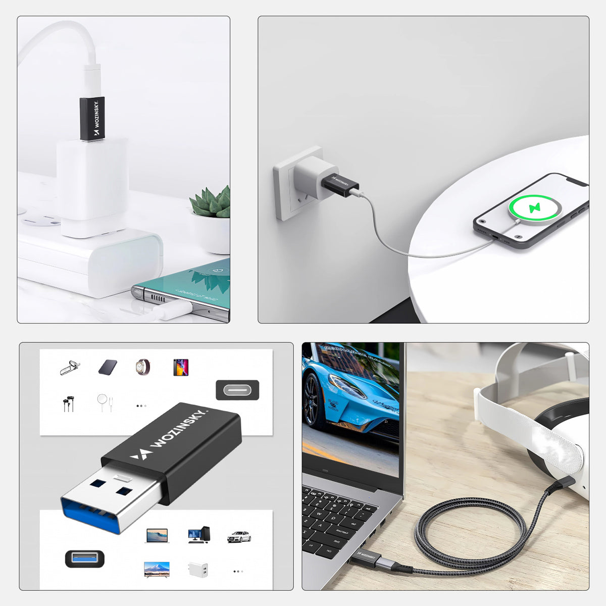 Wozinsky WAAC-01 USB-A – USB-C OTG adapteris – juodas