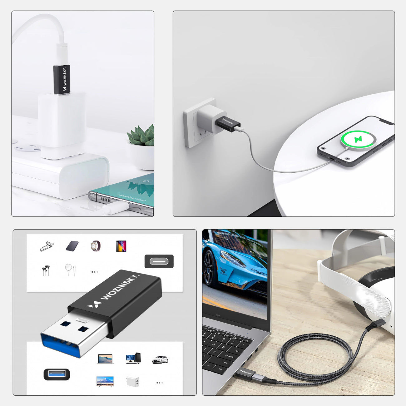 Wozinsky WAAC-01 USB-A – USB-C OTG adapteris – juodas