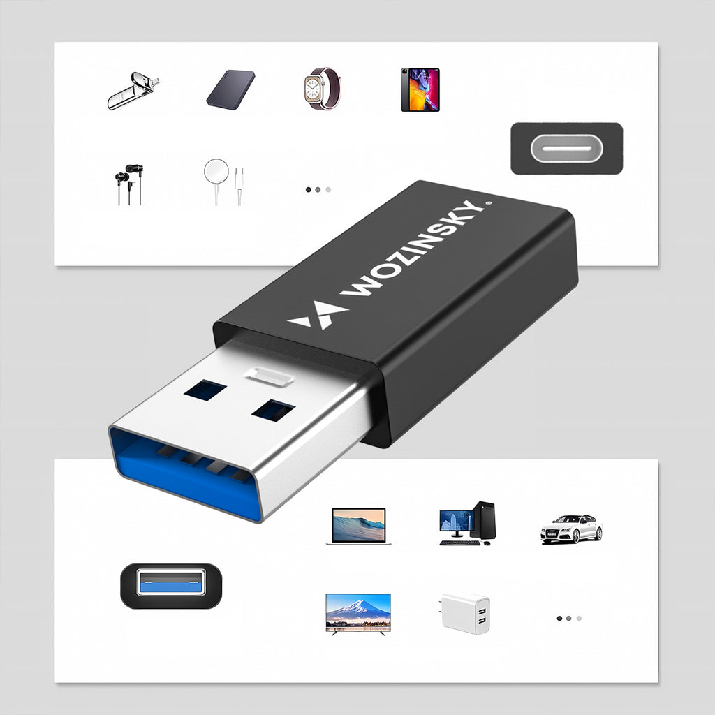 Wozinsky WAAC-01 USB-A – USB-C OTG adapteris – juodas