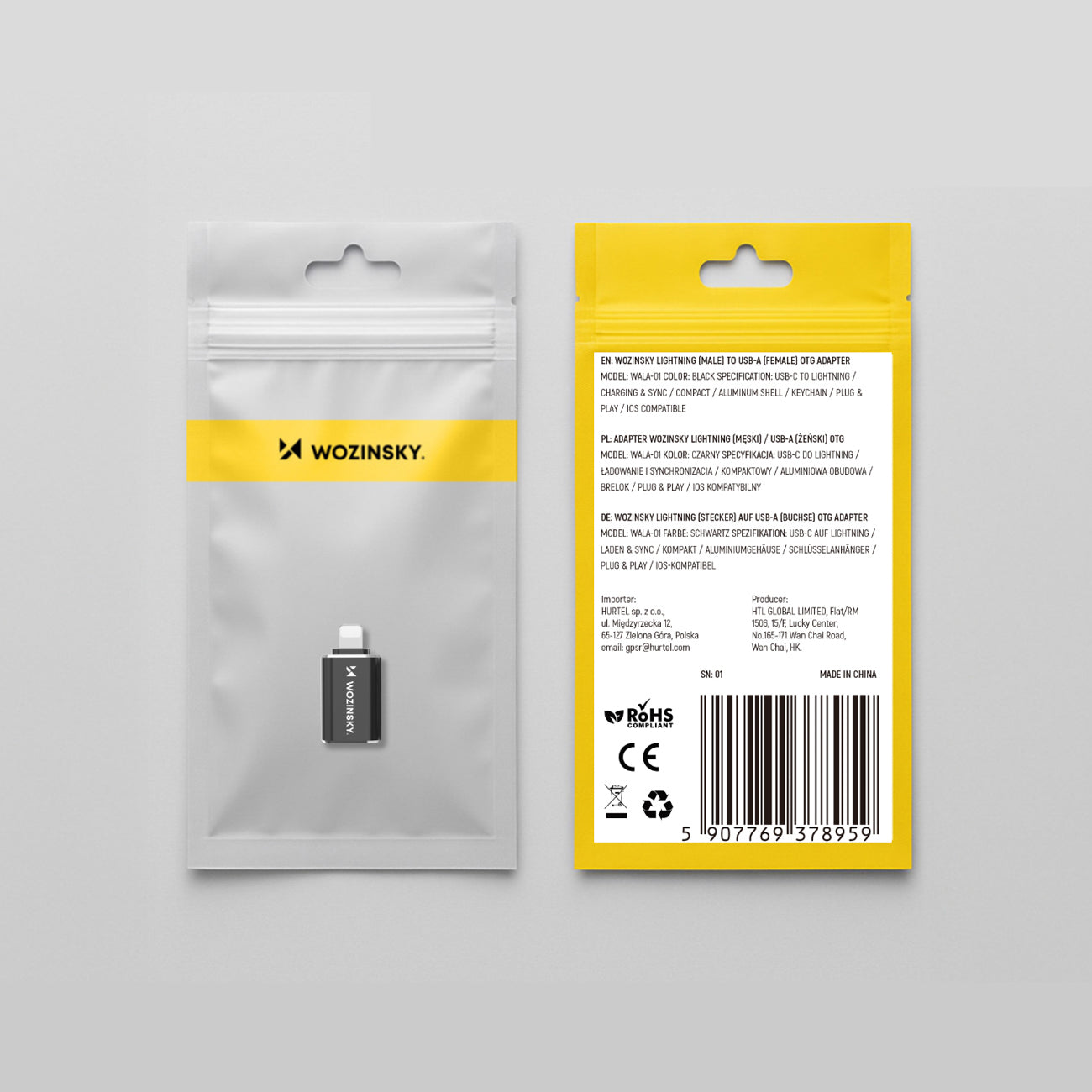 Wozinsky WALA-01 Lightning į USB-A OTG adapteris – juodas