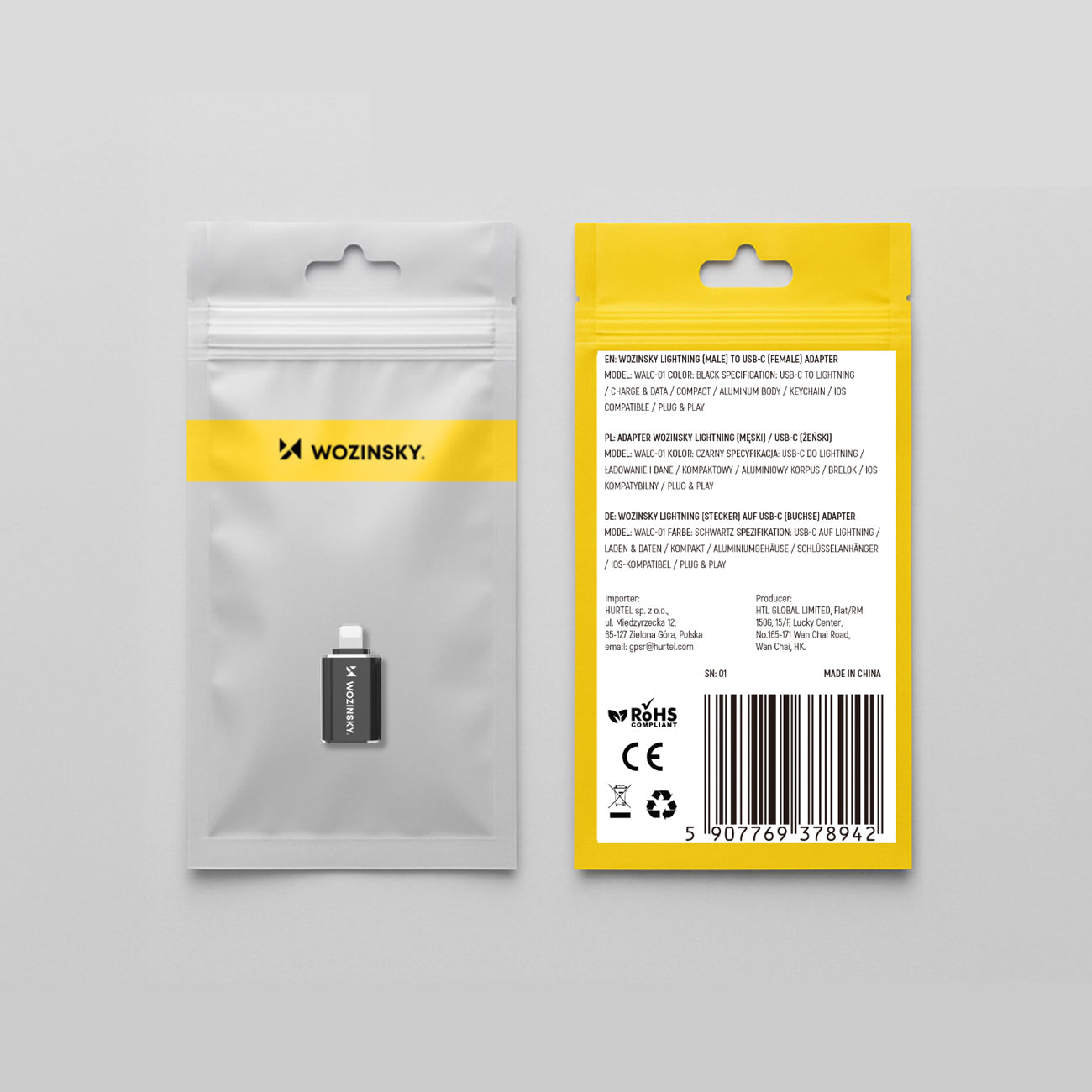 „Wozinsky WALC-01 Lightning to USB-C“ adapteris – juodas