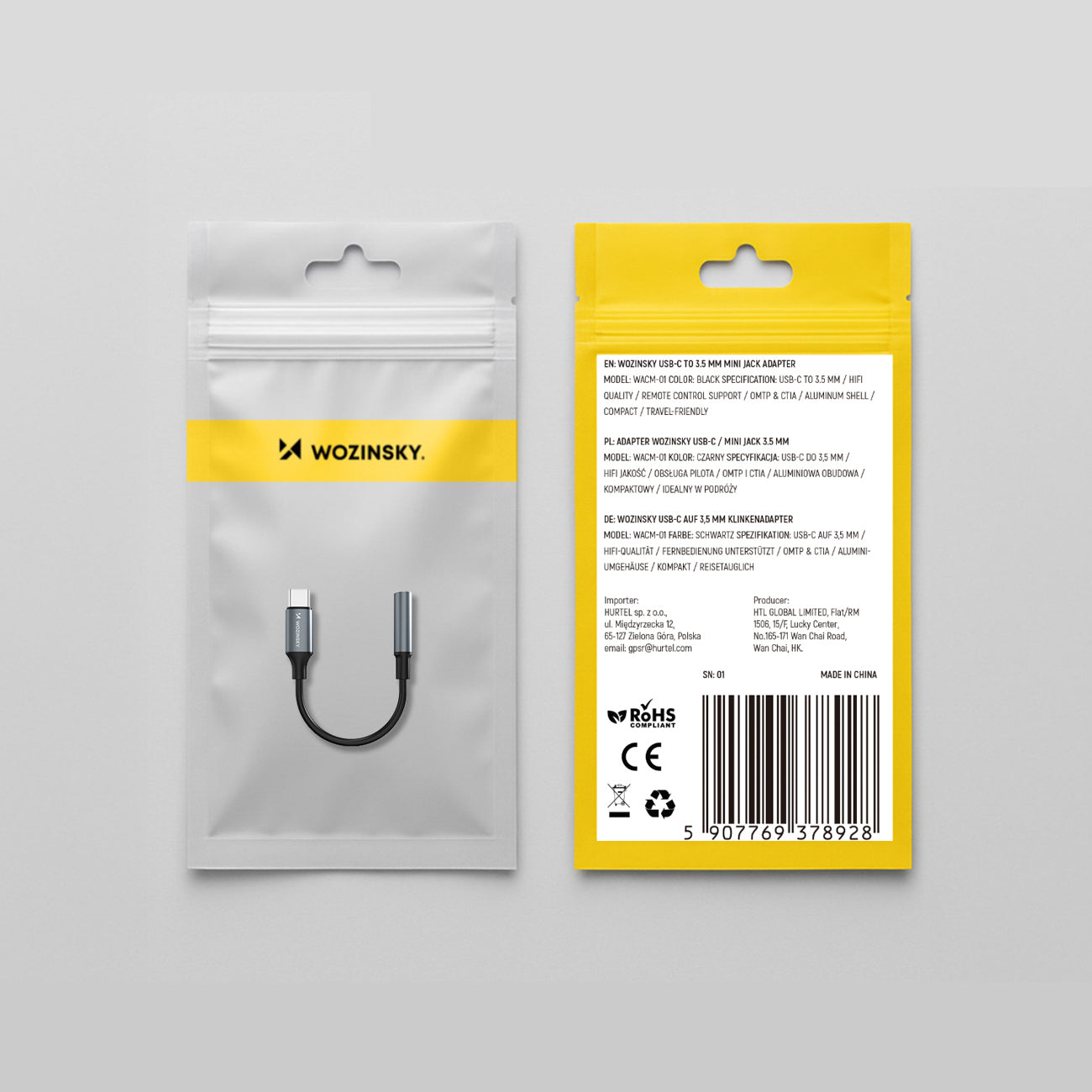 Wozinsky WACM-01 USB-C adapteris – 3,5 mm mini lizdas – juodas