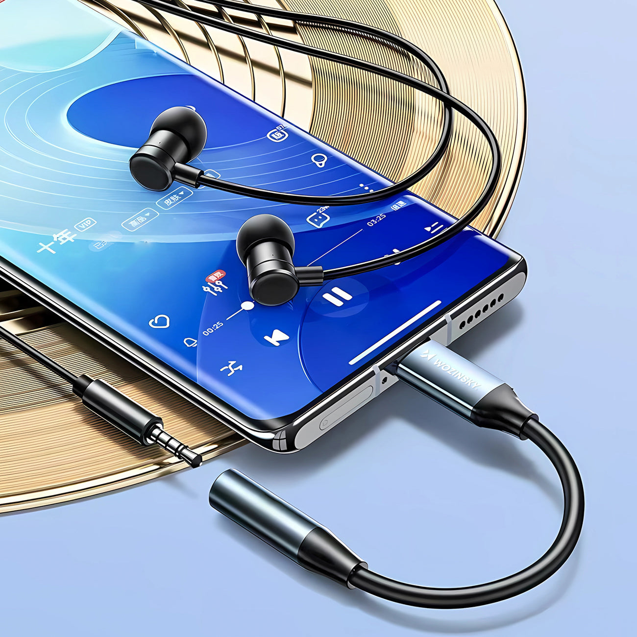 Wozinsky WACM-01 USB-C adapteris – 3,5 mm mini lizdas – juodas