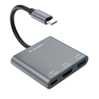 Sujungtuvas Wozinsky WHCH-01 USB-C PD 100W HDMI 4K@30Hz USB-A 10Gbps - pilka -- USB Hubs
