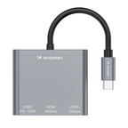 Sujungtuvas Wozinsky WHCH-01 USB-C PD 100W HDMI 4K@30Hz USB-A 10Gbps - pilka -- USB Hubs
