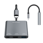 Sujungtuvas Wozinsky WHCH-01 USB-C PD 100W HDMI 4K@30Hz USB-A 10Gbps - pilka -- USB Hubs