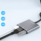 Sujungtuvas Wozinsky WHCH-01 USB-C PD 100W HDMI 4K@30Hz USB-A 10Gbps - pilka -- USB Hubs
