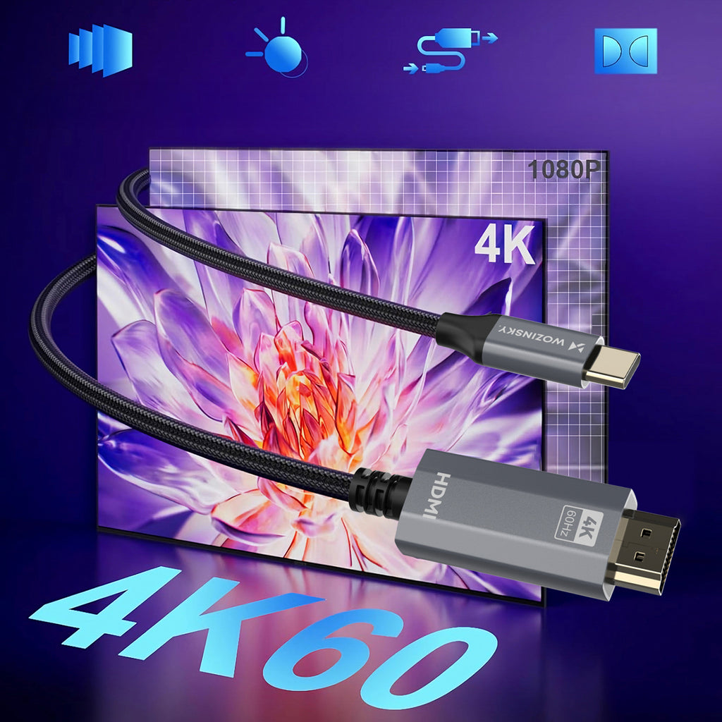 Wozinsky WCCH-01 USB-C - HDMI 4K 60Hz kabelis 1,8m - juodas -- Video Cables