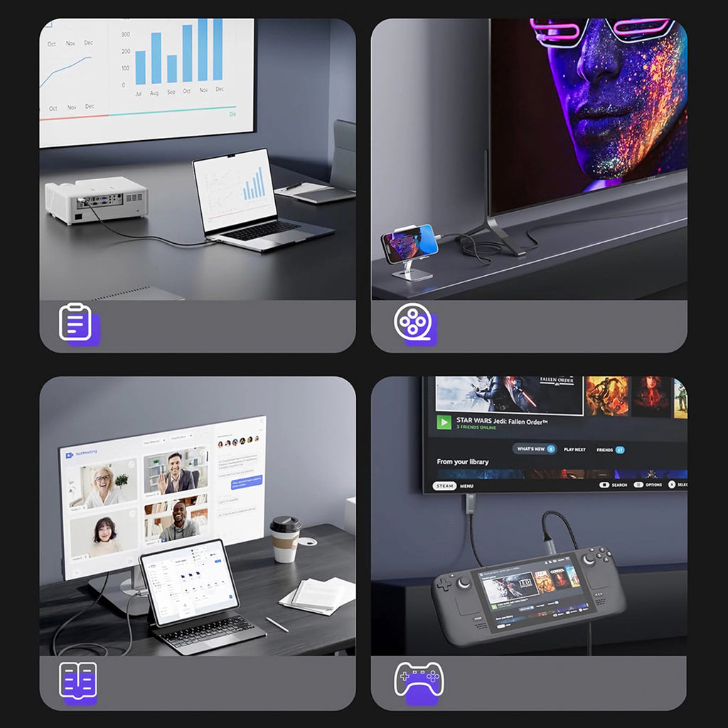 Wozinsky WCCH-01 USB-C - HDMI 4K 60Hz kabelis 1,8m - juodas -- Video Cables