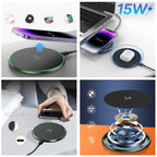 Wozinsky indukcinis įkroviklis WLI-01Y 15W Qi su USB-C laidu - juodas