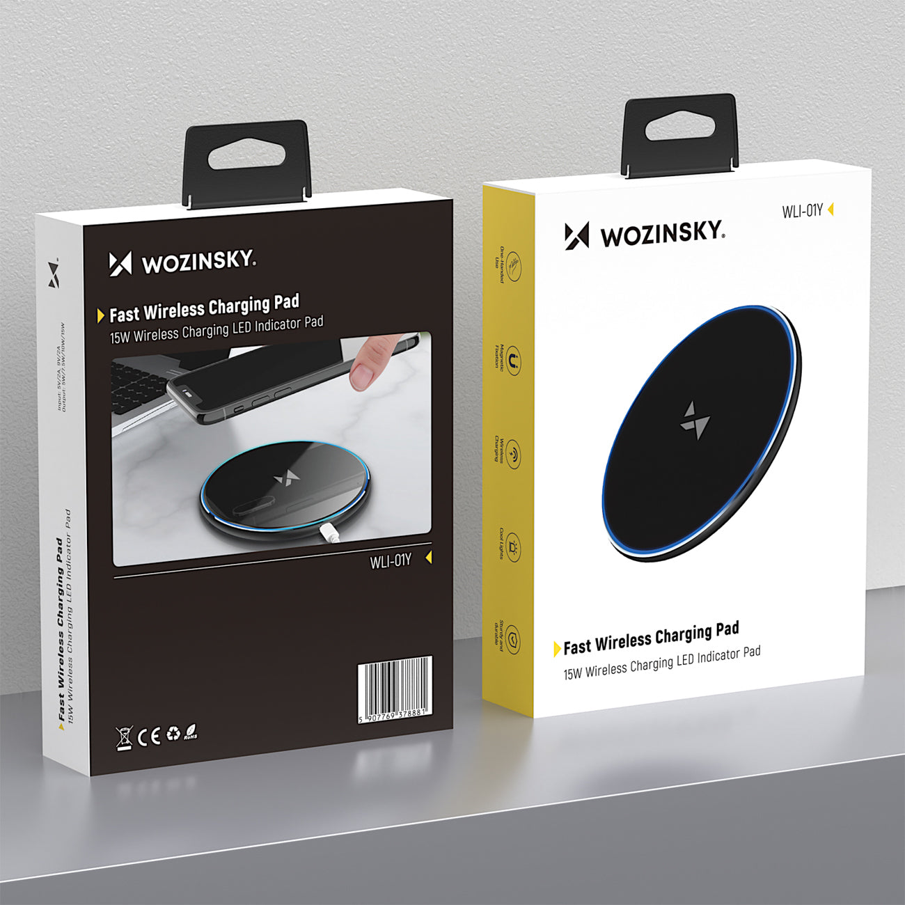 Wozinsky indukcinis įkroviklis WLI-01Y 15W Qi su USB-C laidu - juodas