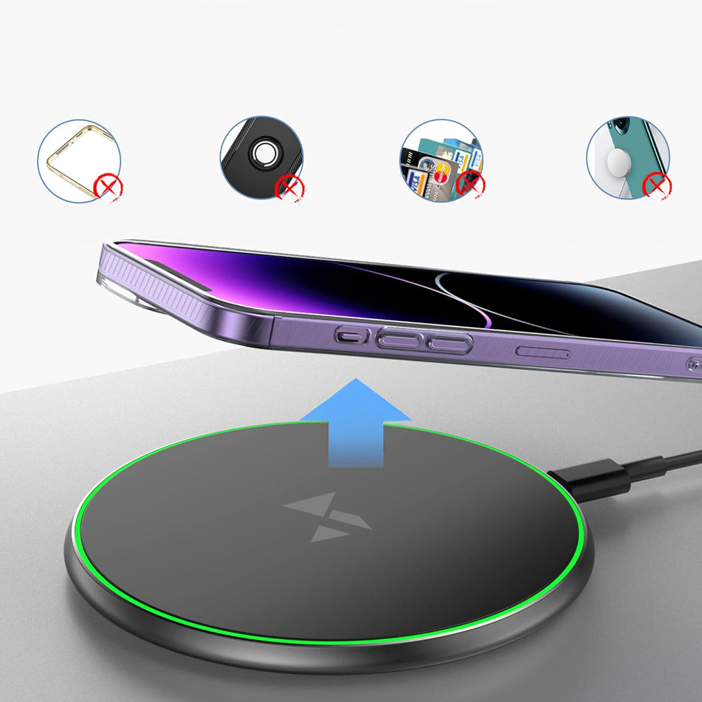 Wozinsky indukcinis įkroviklis WLI-01Y 15W Qi su USB-C laidu - juodas