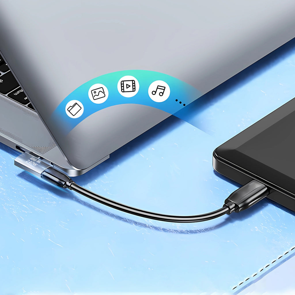 Wozinsky WPKB-01 USB-C - USB-C 40Gb/s 240W 8K OTG šoninis kampuotas adapteris - pilka -- USB Adapters