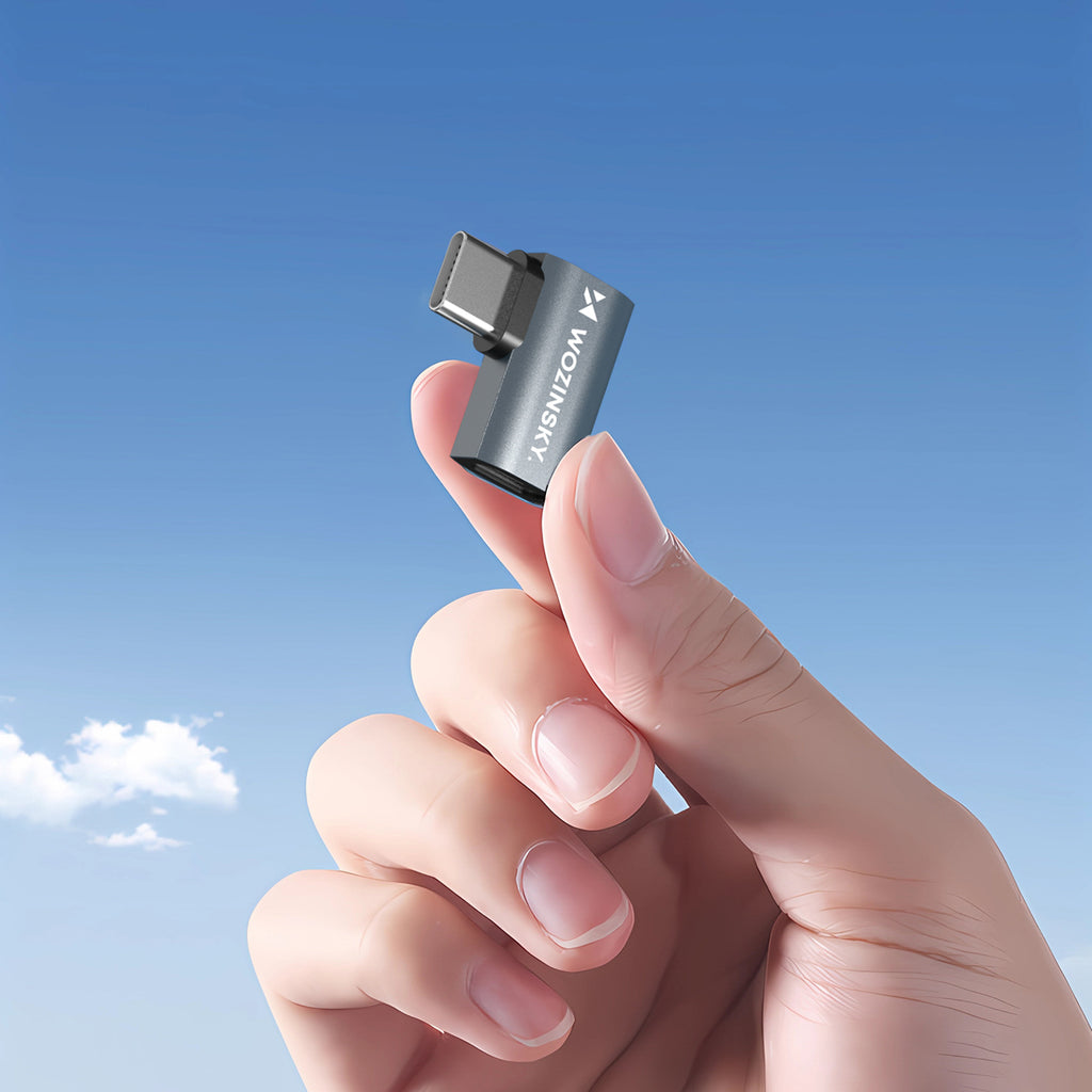 Wozinsky WPKB-01 USB-C - USB-C 40Gb/s 240W 8K OTG šoninis kampuotas adapteris - pilka -- USB Adapters