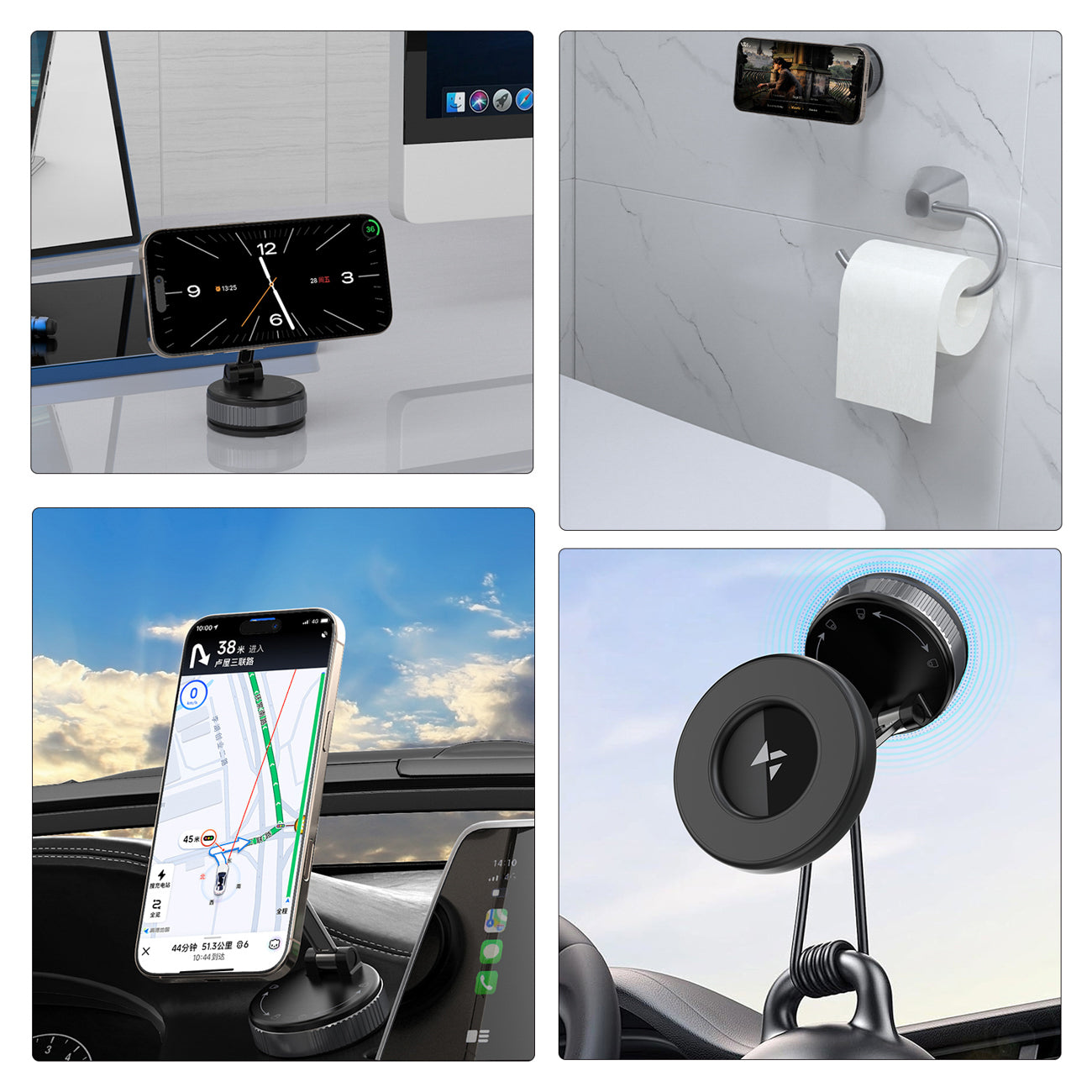 Wozinsky WUSM-01 magnetinis automobilinis laikiklis prietaisų skydeliui / priekiniam stiklui, juodas