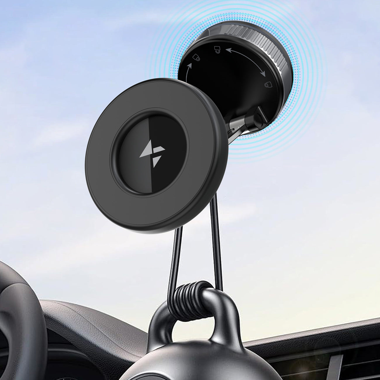 Wozinsky WUSM-01 magnetinis automobilinis laikiklis prietaisų skydeliui / priekiniam stiklui, juodas