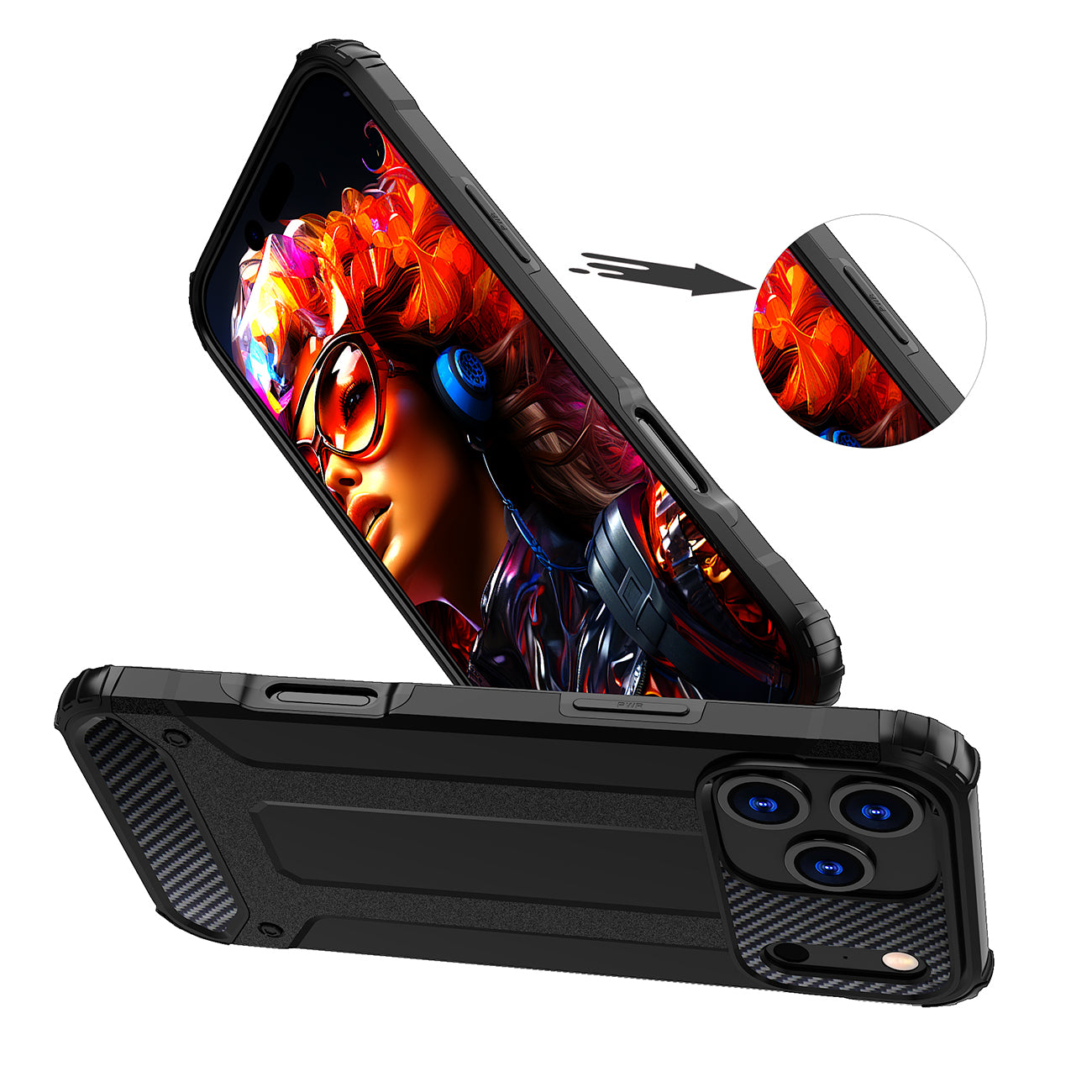Hybrid Armor dėklas iPhone 17 Pro – juodas