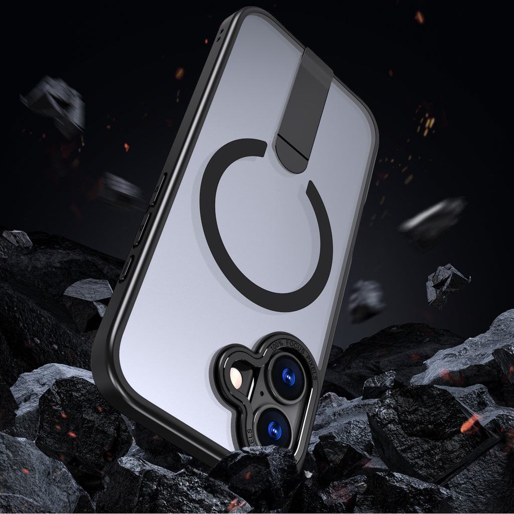Hybrid Armor X dėklas iPhone 17 su MagSafe suderinamu stovu - juodas