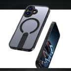 Hybrid Armor X dėklas iPhone 17 su MagSafe suderinamu stovu - juodas