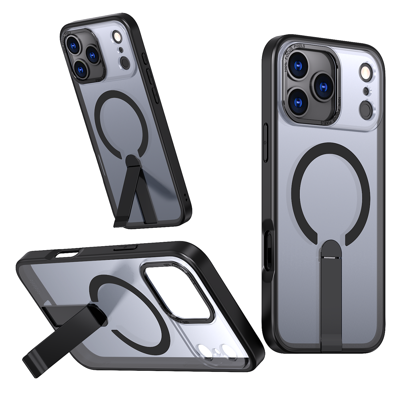 Hybrid Armor X dėklas, skirtas iPhone 17 Pro Max su stovu, suderinamas su MagSafe - juodas