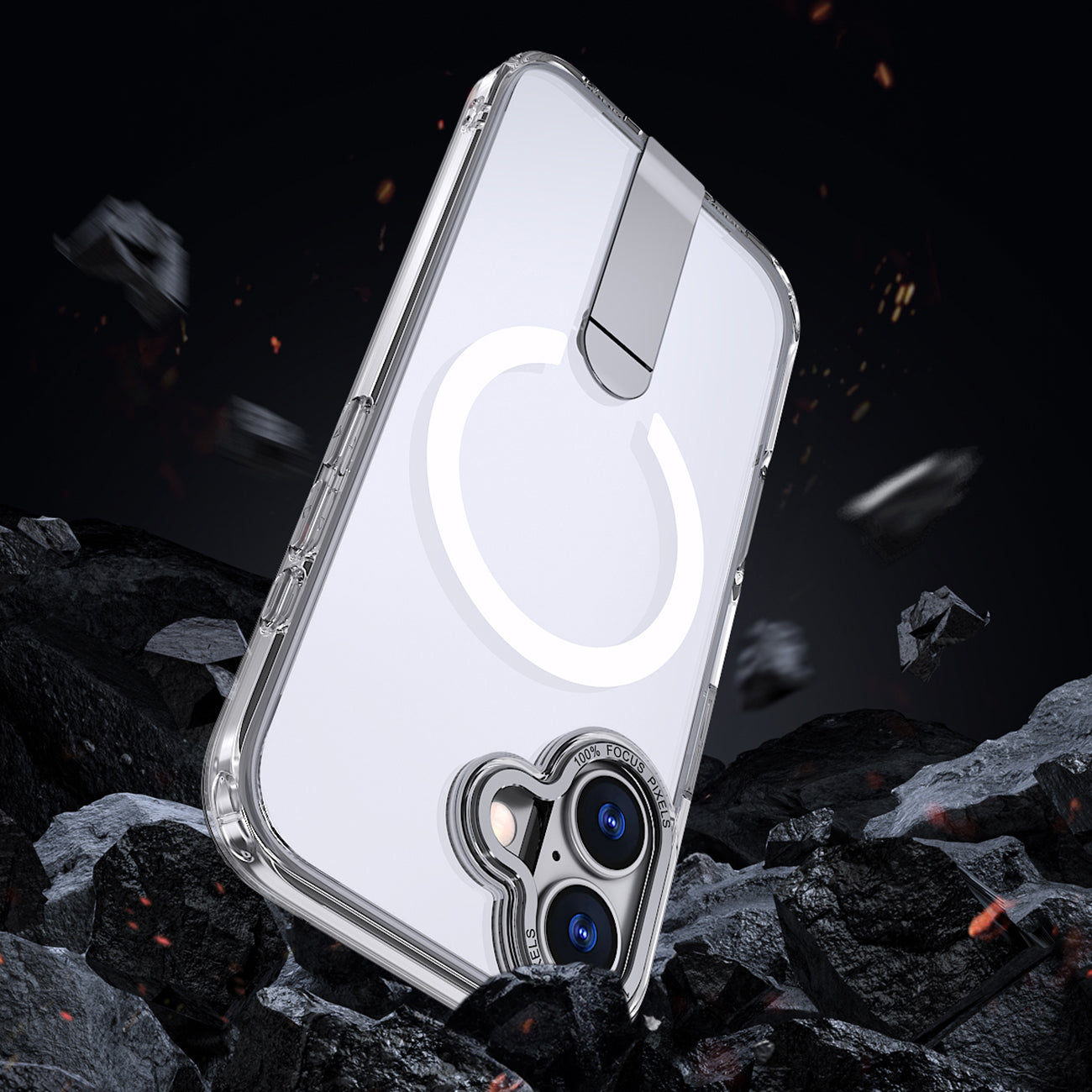 Hybrid Armor X Case iPhone 17 su stovu, suderinamas su MagSafe – skaidrus -- Cell phone cases and covers