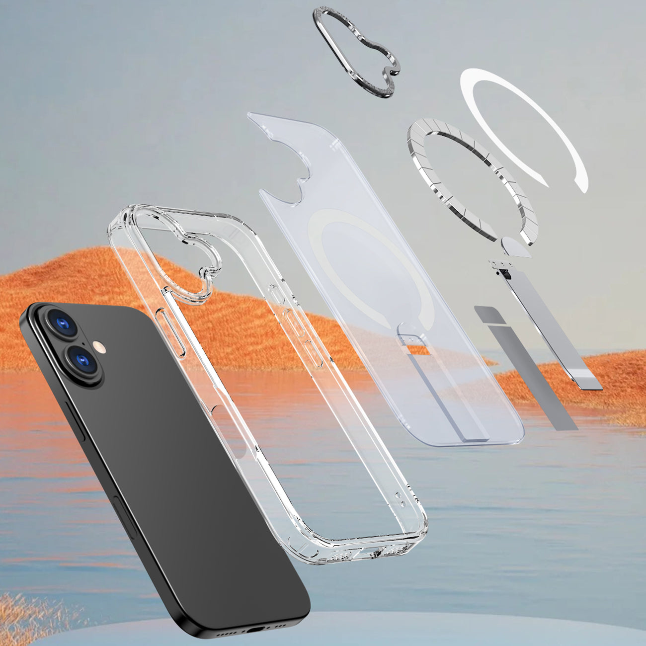 Hybrid Armor X Case iPhone 17 su stovu, suderinamas su MagSafe – skaidrus -- Cell phone cases and covers