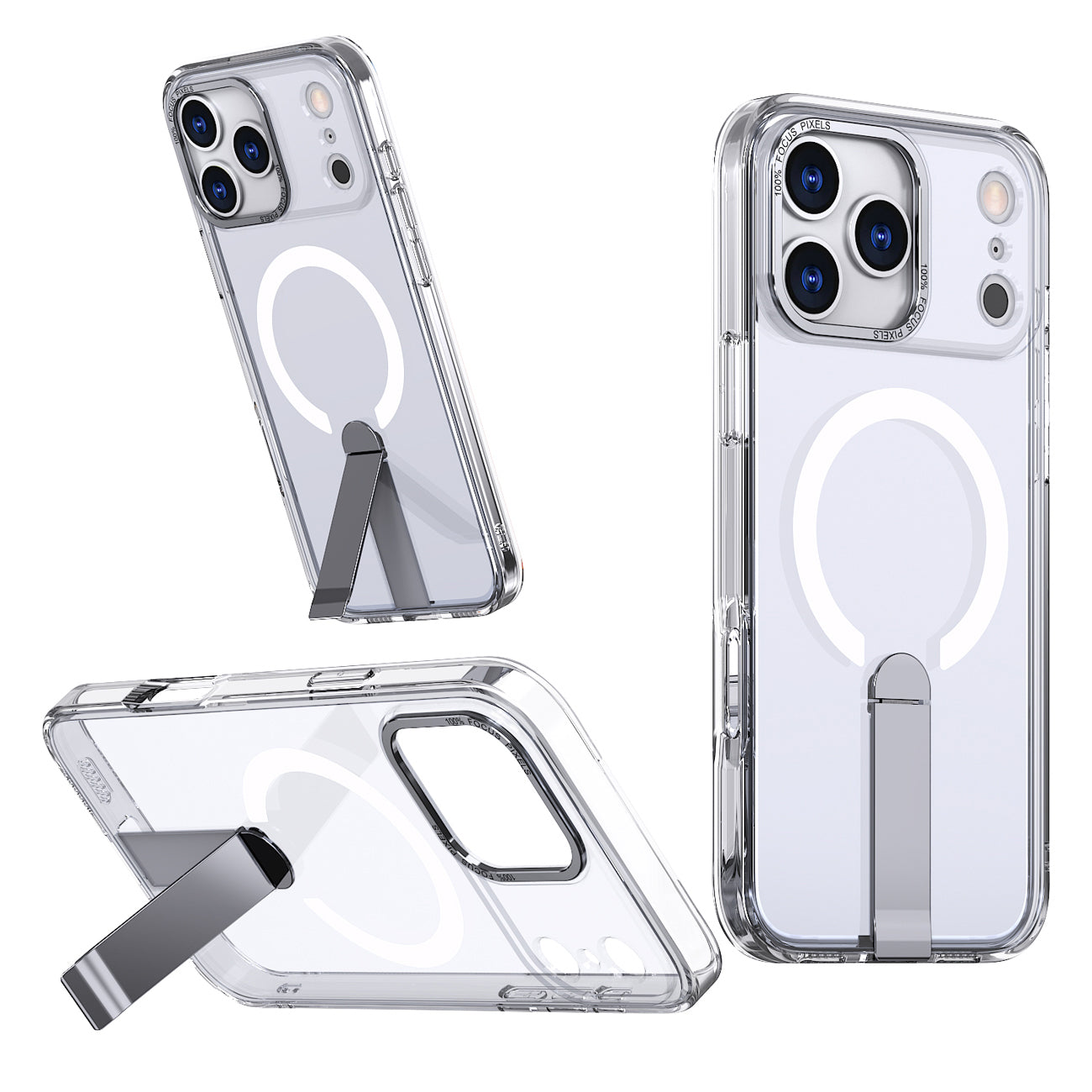 Hybrid Armor X MagSafe dėklas iPhone 17 Pro su stovu – skaidrus -- iPhone 17 Pro
