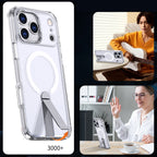 Hybrid Armor X MagSafe dėklas iPhone 17 Pro su stovu – skaidrus -- iPhone 17 Pro