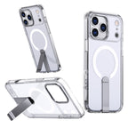 Hybrid Armor X dėklas, skirtas iPhone 17 Pro Max su stovu, suderinamas su MagSafe – skaidrus
