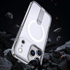 Hybrid Armor X dėklas, skirtas iPhone 17 Pro Max su stovu, suderinamas su MagSafe – skaidrus