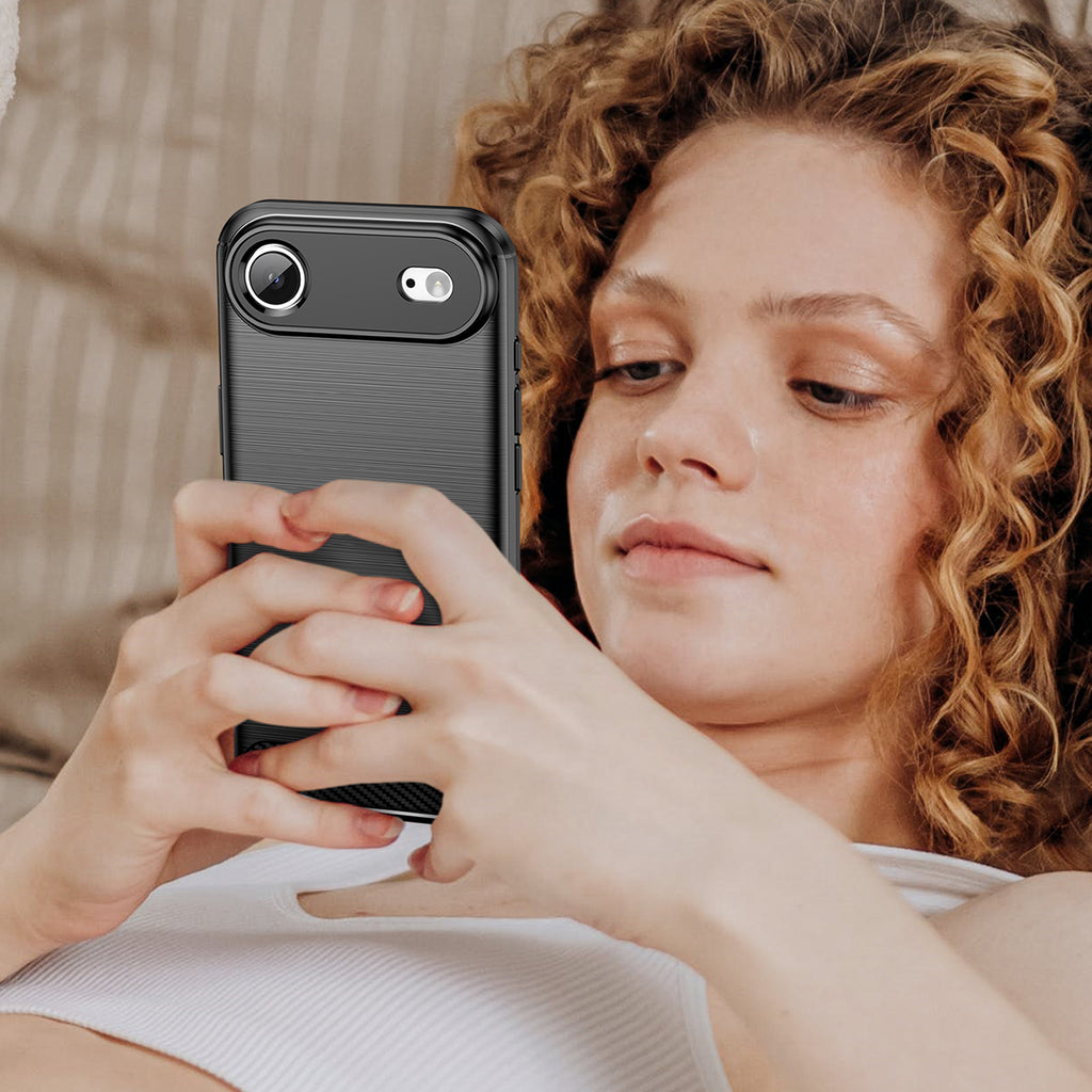 Anglies tekstūros TPU dėklas iPhone 17 Air – juodas -- iPhone 17 Air