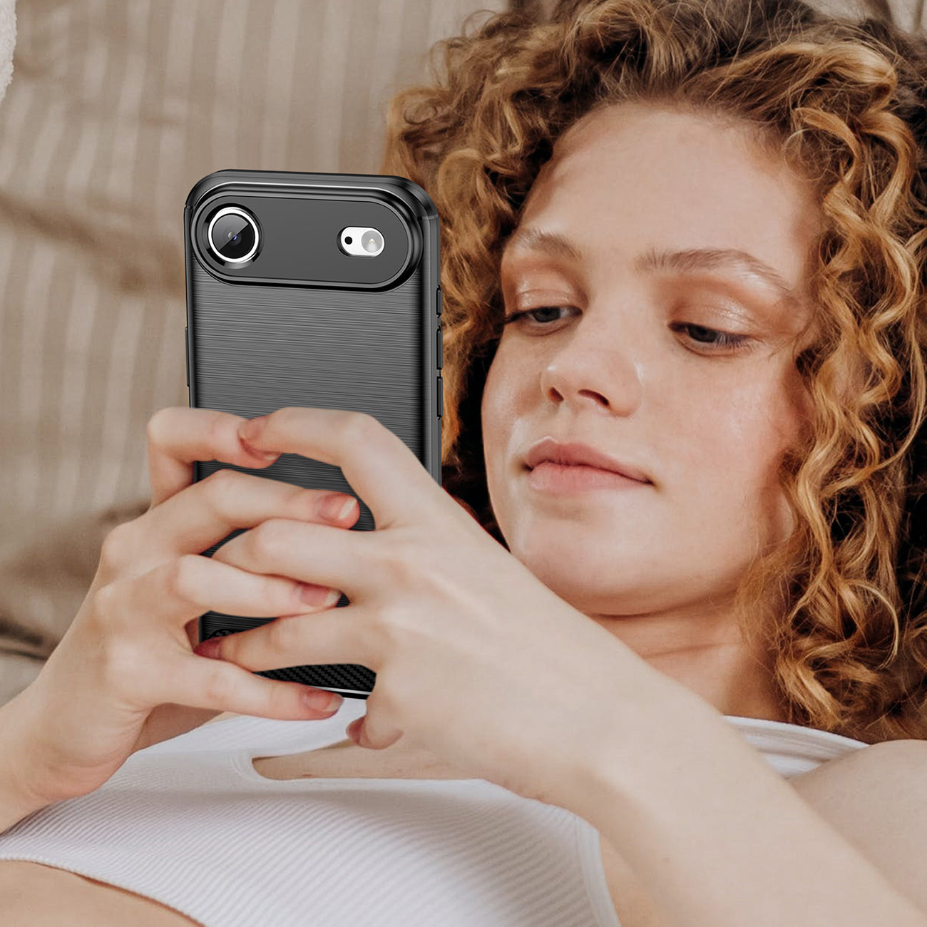 Anglies tekstūros TPU dėklas iPhone 17 Air – juodas -- iPhone 17 Air