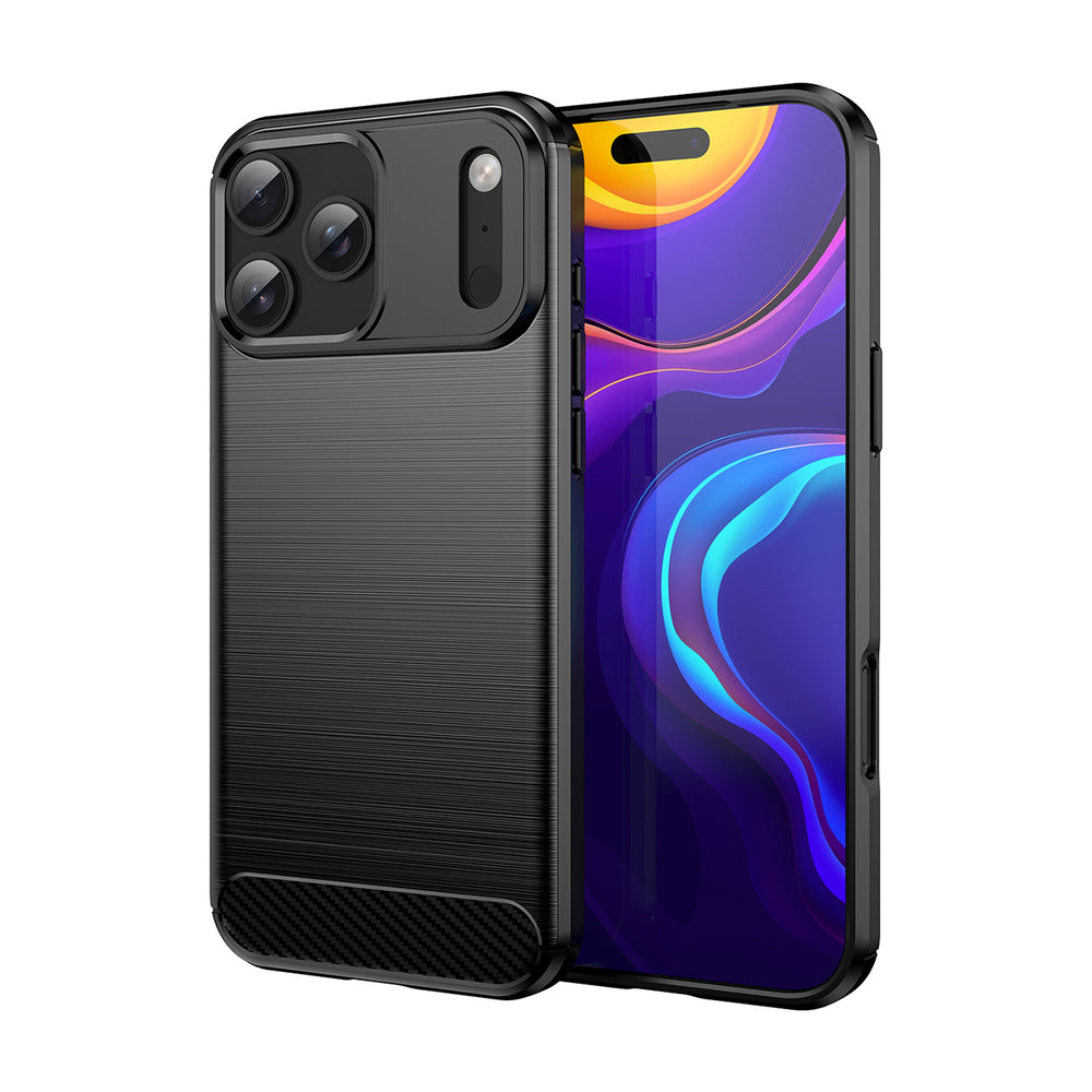 Anglies tekstūros TPU dėklas iPhone 17 Pro Max – juodas -- iPhone 17 Pro Max