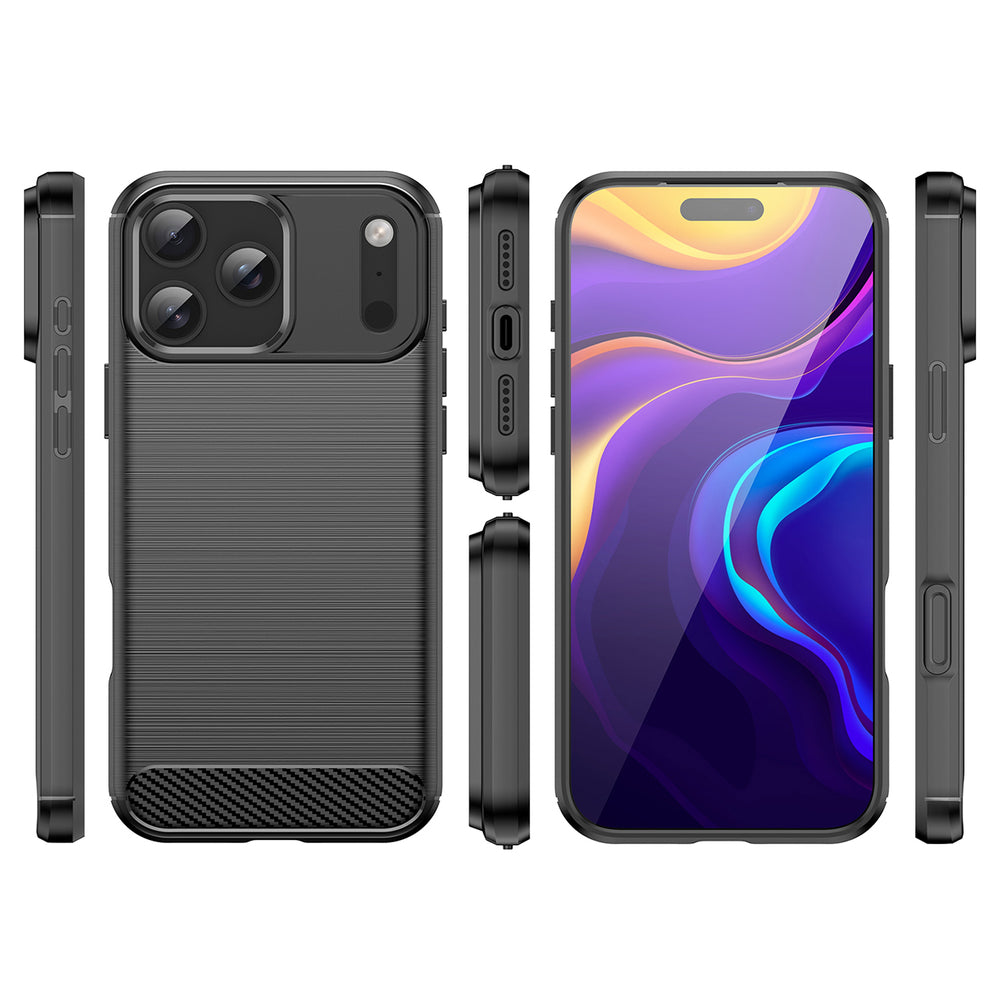 Anglies tekstūros TPU dėklas iPhone 17 Pro Max – juodas -- iPhone 17 Pro Max