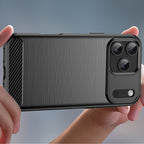 Anglies tekstūros TPU dėklas iPhone 17 Pro Max – juodas -- iPhone 17 Pro Max