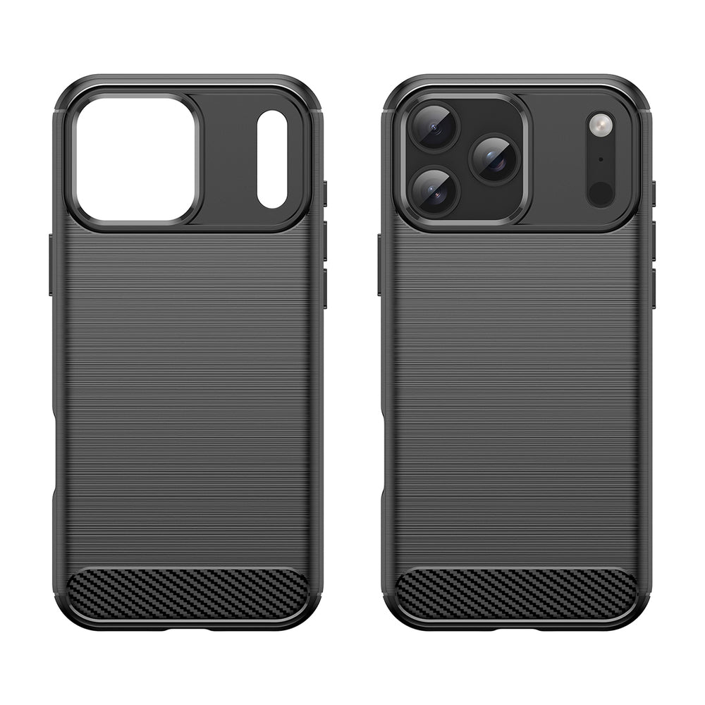 Anglies tekstūros TPU dėklas iPhone 17 Pro Max – juodas -- iPhone 17 Pro Max