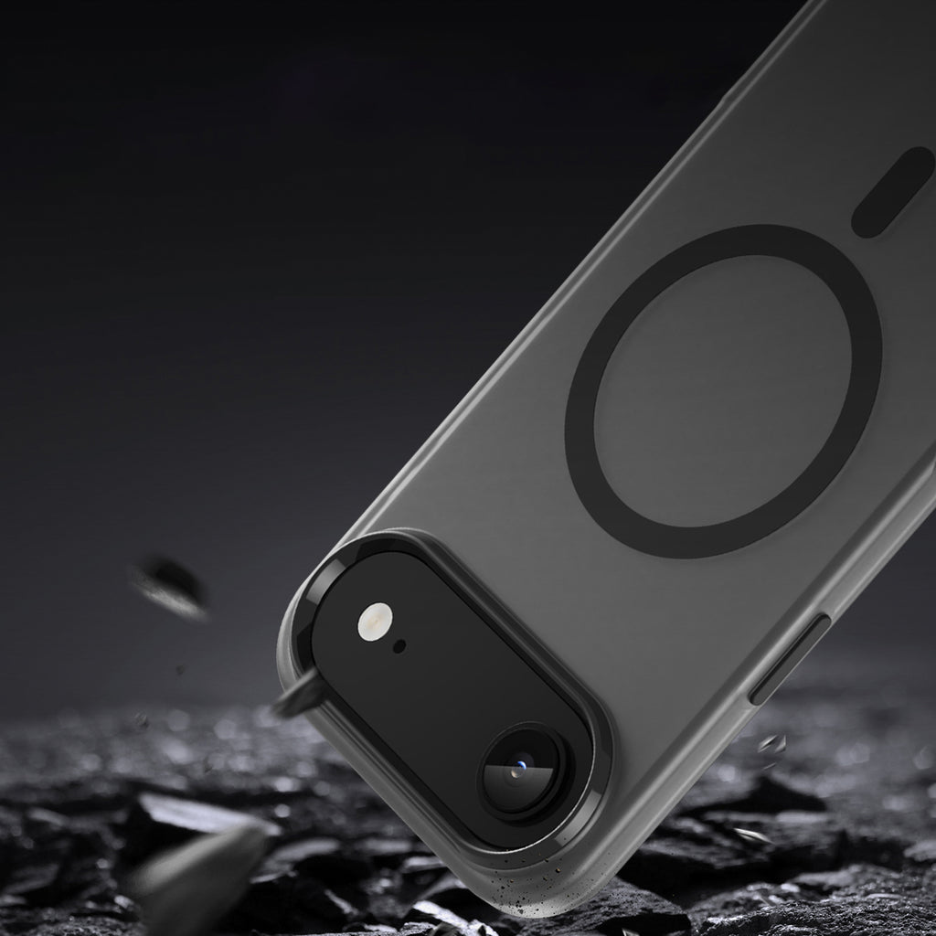 Magnetinis abrazyvinis iPhone 17 oro dėklas, suderinamas su MagSafe - matinė juoda
