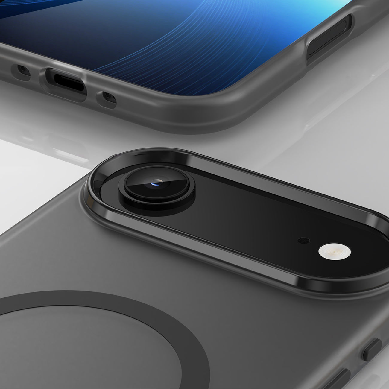 Magnetinis abrazyvinis iPhone 17 oro dėklas, suderinamas su MagSafe - matinė juoda