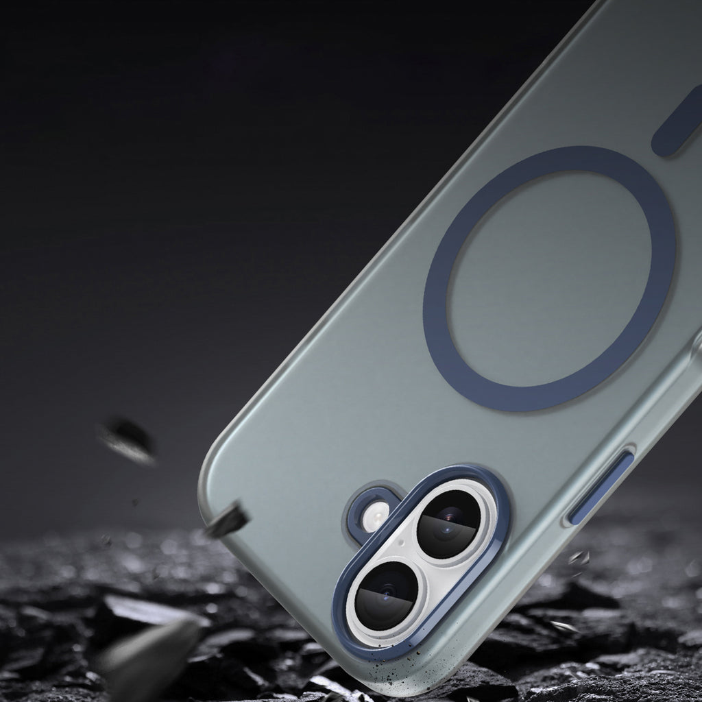 Magnetinis abrazyvinis iPhone 17 dėklas, suderinamas su MagSafe - matinė mėlyna