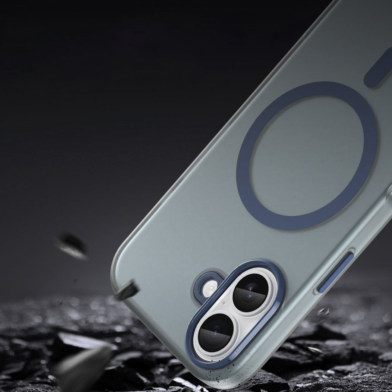 Magnetinis abrazyvinis iPhone 17 dėklas, suderinamas su MagSafe - matinė mėlyna