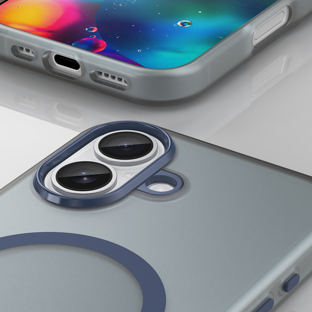 Magnetinis abrazyvinis iPhone 17 dėklas, suderinamas su MagSafe - matinė mėlyna