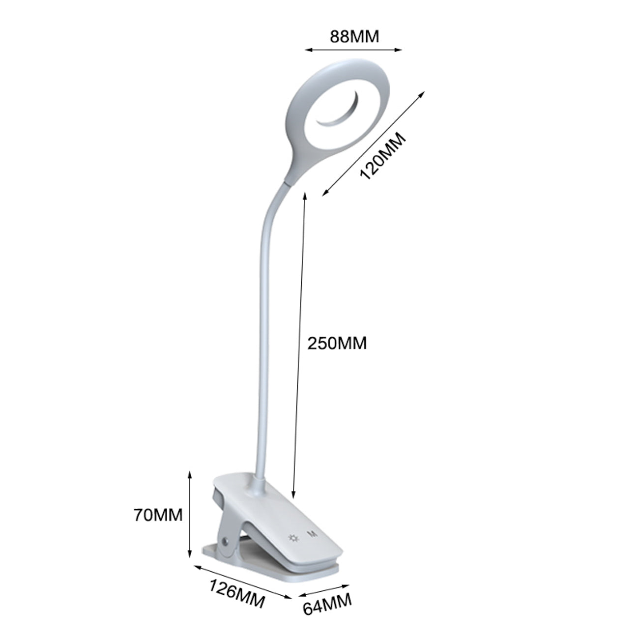 Mini Wozinsky Belaidė LED skaitymo lempa su žiebtuvėliu + USB-C kabeliu - Balta -- Table Lamps